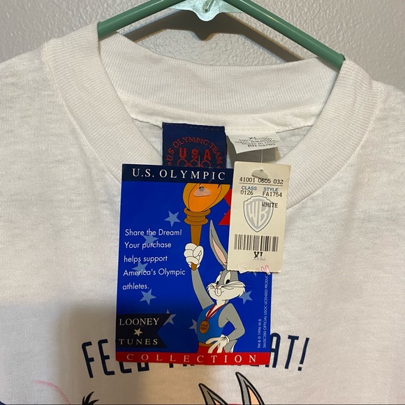 Vintage 90s Warner Bros Olympics USA Looney Tunes T-Shirt NWT XL - Picture 6 of 6